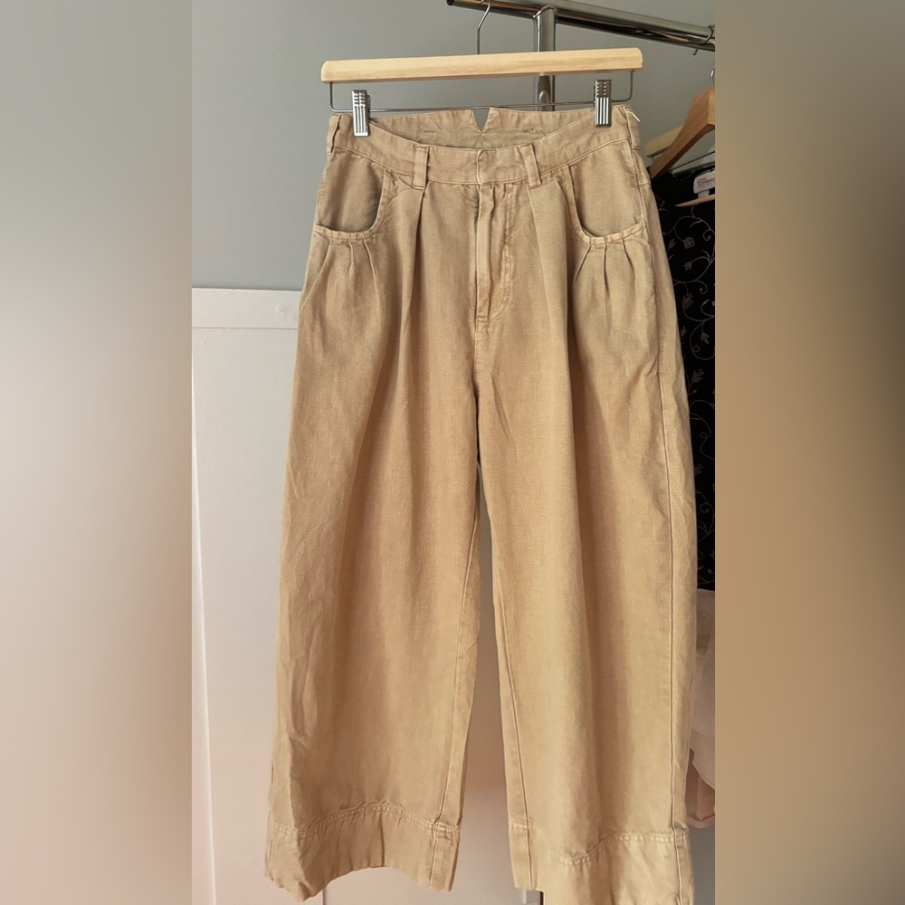 Linen & Cotton Wide Leg Capris